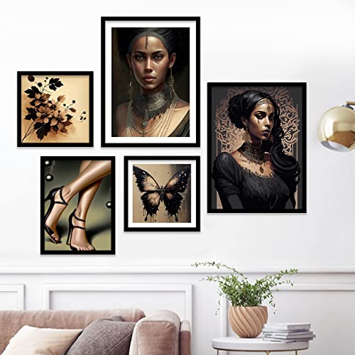 Image of kotart Modern Wall Art Framed Painting for Wall Decoration - Wall Paintings for Living Room, Bedroom - Combo21 (Black, Framed) Set of 5