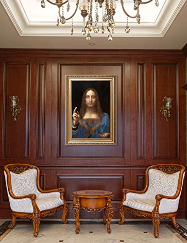 Decorarts - Portrait Of Christ In Salvator Mundi By Leonardo Da Vinci. Giclee Prints On Acid Free Cotton Canvas. Classic Art Reproduction In Fine Art Frame. Canvas Print Size: 20X30In Total Framed Size: 26X36" #TOP1