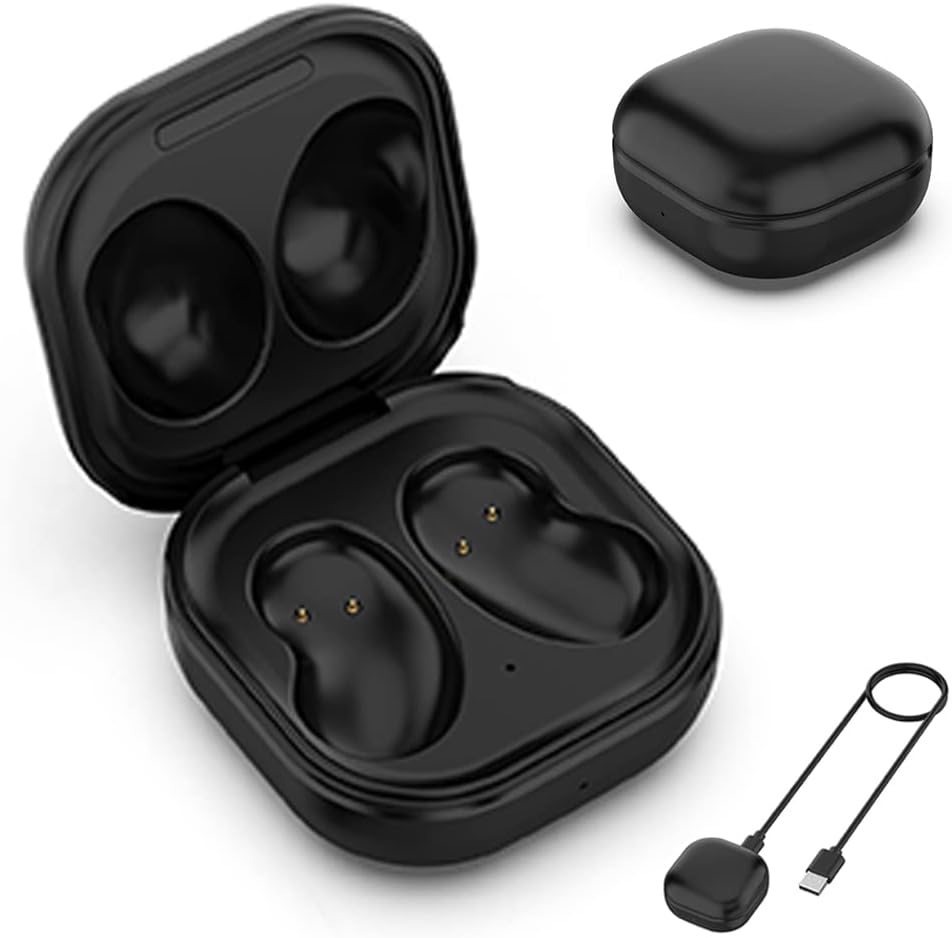 for Galaxy Buds Live Charging Case, USB-C Wired Charger Case Cover Box for Samsung Galaxy Buds Live SM-R180 Earbuds (Black)