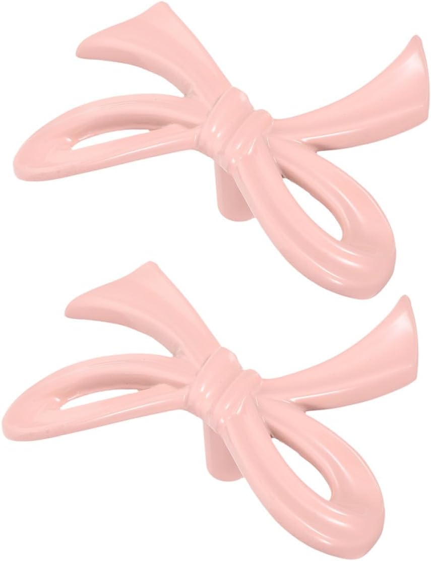 STOBAZA Bow Shape Cabinet Knobs 2Pcs Light Pink Vintage Metal Handles for Bathroom Cabinets Kitchen Cupboard Drawer Pulls Decorative Furniture Hardware