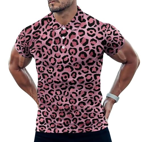 Polo de golf homme léopard rose idéal pour briller sur le green cet été