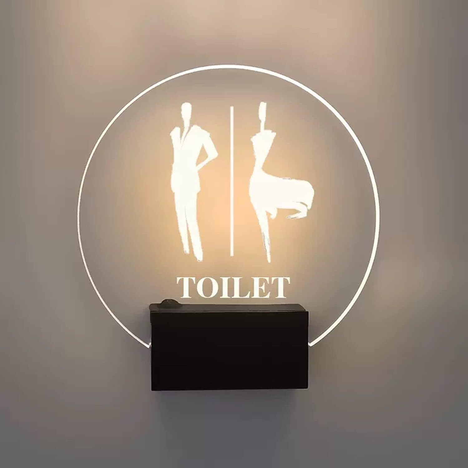 Panneaux de toilettes pour hommes et femmes à LED au design rond minimaliste