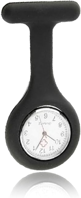 Lizzy Fashion Silicone Nurse Brooch Fob Medical Watch (Black)