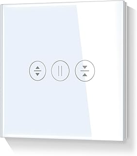 LIAONFOY WIFI Touch Rolladenschalter Wlan Jalousieschalter Sensor Glas Touchscreen Weiß Smartphone Steuerung mit Alexa Tuya Google home 90-250V 2.4GHz Neutrale Linie erforderlich
