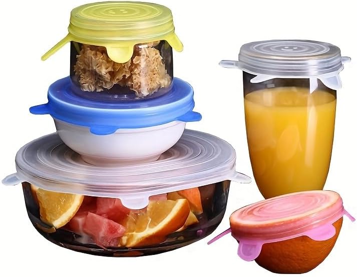 Miniatura 1 de Juego de 6 tapas elásticas de silicona reutilizables, juego de seis piezas de fundas de silicona para conservar frescos, fundas elásticas para