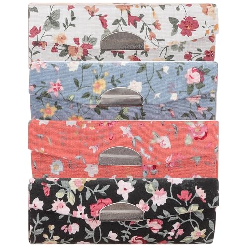 Abaodam Soporte para Lápiz Labial Vintage Diseño Floral Caja de Almacenamiento Espejo PU Delicado Set de 4 Unidades Estuche Portátil para Maquillaje y Viaje
