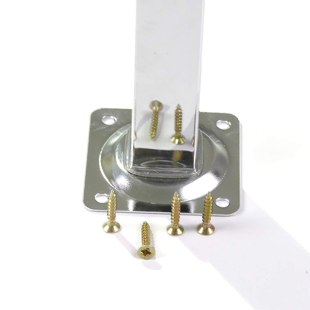4 un. Pata pie cuadrada para Mesa en acero 25x25mm altura 700mm cromo con regulador Nivelador de 15-25mm