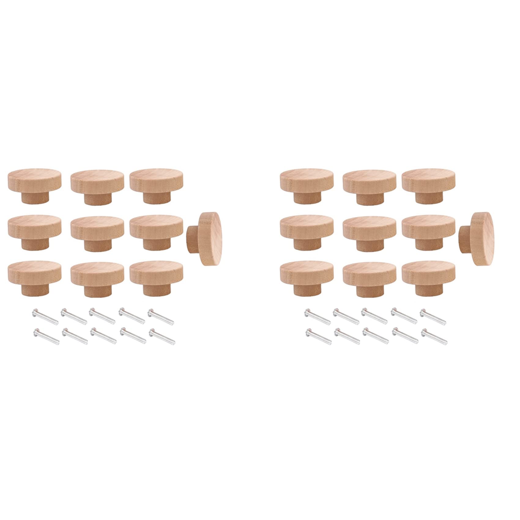 Jnchdghwa 20Pcs Round Unfinished Wood Drawer Knobs 50mm Dia Wood Furniture Cabinet Dresser Pulls