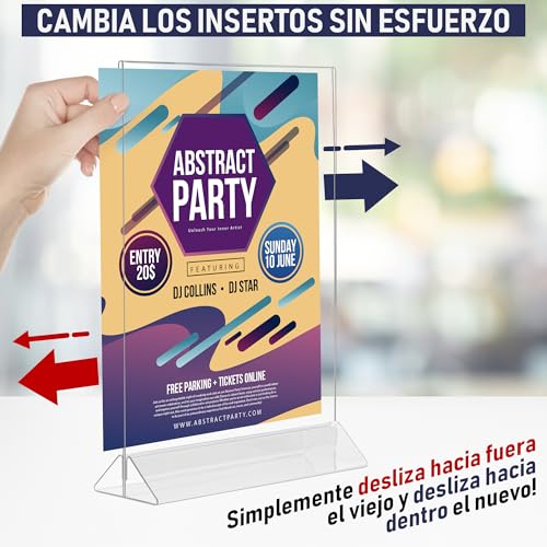 Soporte de acrílico para letreros A4 Dasher Products, marcos de menú estilo retrato para eventos 5