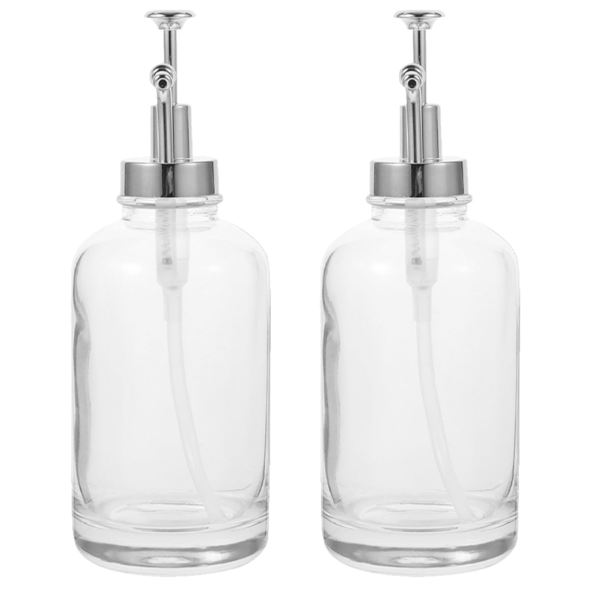Beavorty Distributeurs de Sirop Capacité 500ml en Verre Lot de 2 Pompe Argentée Design Unique et Fonction Décorative Prévention Gaspillage Cuisine et