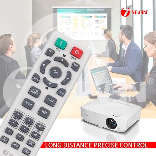 Image of 7SEVEN Compatible BenQ Projector Remote Original Suitable to RS7286 MW732 MX532 MX535 MX550 SP0532 Models - Kindly Match Key by Key Exactly to Replicate Genuine Remote Function