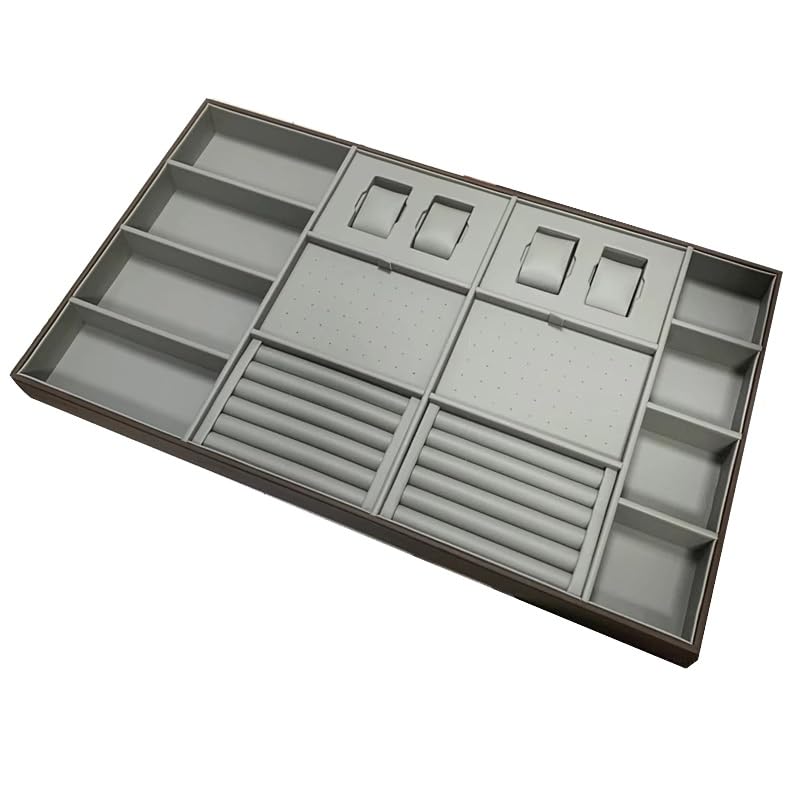 Organizer na biżuterię do układania w stos, kolczyki, naszyjnik, zegarek, bransoletka i pierścionek do przechowywania - elegancka gablota do szuflady (L-70 x 41 x 5,5 cm)
