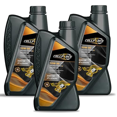 Image of Cellforce 10W30 Synthetic Engine Oil for Bikes & Scooters, 1L, BS VI, JASO MA2, 4T (Pack 3)