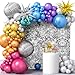 121-Piece Disco Party Decorations Kit - Silver & White Balloon Arch With Sequin Backdrop