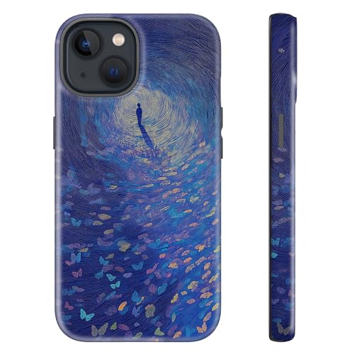 sallvmbek for iPhone 13 Case/iPhone 14 Case 6.1 inch,Cute Butterfly Print Pattern Fashion Aesthetic Design,TPU and Hard PC Protective Shockproof Slim Phone Cover for Women Girly
