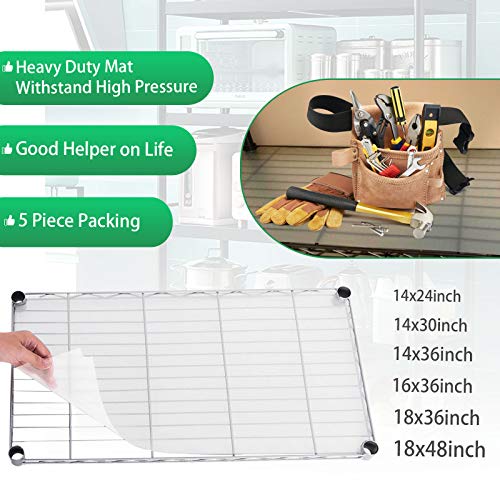Slendor Wire Shelf Liner Value Pack Of 5 Heavy Duty Waterproof Non-Adhesive Industrial Strength Plastic Mats For Tier Shelving Unit, 14 X 36 Inch Clear #TOP2