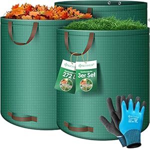 KESSER® Gartensack 3x 272L Set Laubsack Gartenabfallsack inkl. Handschuhe – Selbststehend 4 Griffe Stabil Robust & Faltbar – Rasenschnitt für Gartenabfälle Grünschnitt Grün