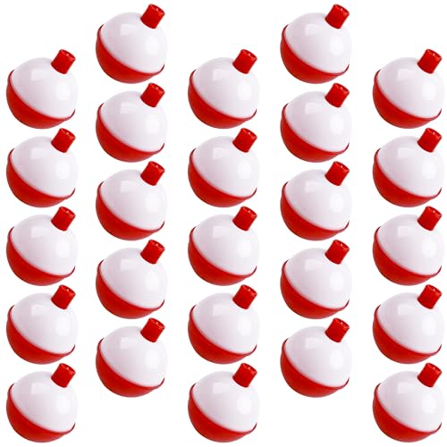 Fishing Bobbers Fishing Floats and Bobbers ABS Push Button Fishing Round Buoy Float Bobber Red/White Bobbers Floats Fishing Tackle Accessories 0.5"/0.75"/1"/1.5"/2"(0.75in-10pack)