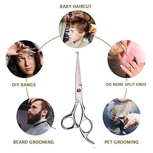 Kids Hair Cutting Scissors Set Professional 6.5 inch Saftey Round Head Hair cut Scissors Kit with Cutting Thinning Scissors Hairdressing Shears Set for Barber Salon ï¼redï¼ - Image 5