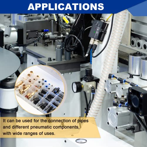 Daptemn 46Pcs Quick Connect Air Line Fittings, Dot Push To Connect Air Hose Fittings, 1/4 3/8 1/2 Inch Npt Thread Brass Air Brake Line Fittings Kit With Elbow Tube Tees Straight Union Connectors #TOP7