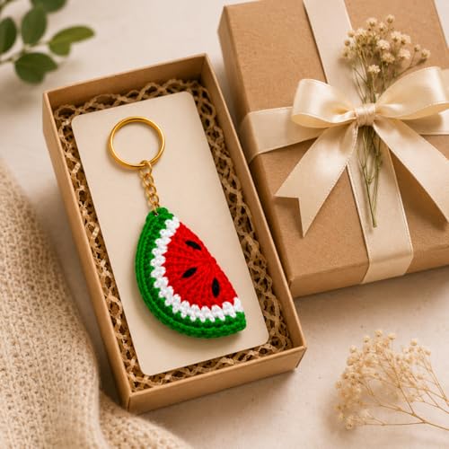 Image of Handmade Crochet Keychain for Women & Girls, Cute Yarn Key Ring, Bag Charm, Car Key Holder & Gift, Aesthetic Handmade Floral Accessory