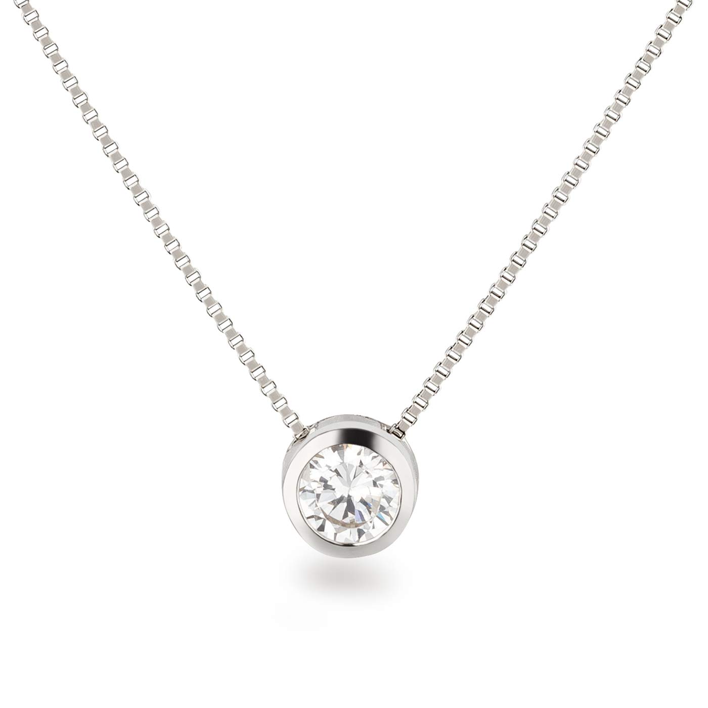 Schöner-SD Collana in argento 925 con ciondolo con zirconi solitari, piccola