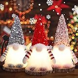 SOZOMO 3 PCS gnomos de Navidad de Lentejuelas con luz,muñeco de Peluche de Papá Noel Sueco, Papá Noel suecos Hechos a...