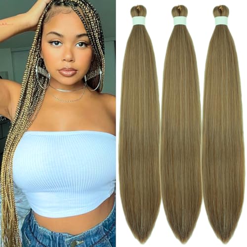 Honey Brown Braiding Hair Pre stretched Box Braiding Hair Extensions Knotless Braids 3 Packs