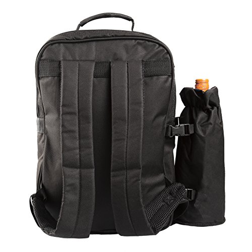 Brubaker Picnic Backpack Four Person With Removable Insulated Bottle Holder, Tableware And Plates #TOP2