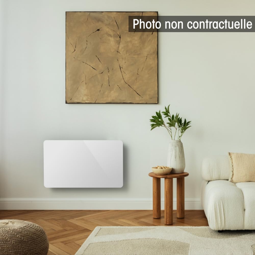 BATILEC - Radiateur Électrique LEONA Verre 1000W Blanc - Inertie Céramique