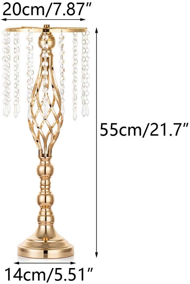 Sziqiqi Floral Centerpiece Riser Gold Tall Flower Crystal Centerpiece Stand with Crystal Beads for Event Party Wedding Reception Center Piece Floral Arrangements, 2pcs Gold 21.7inch