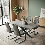 Dimensions : la table mesure 130–170 cm (L) x 85 cm (l) x 76 cm (H) ; chaque chaise mesure 50 cm (L) x 45 cm (l) x 95 cm (H) avec une hauteur d'assise de 49 cm.