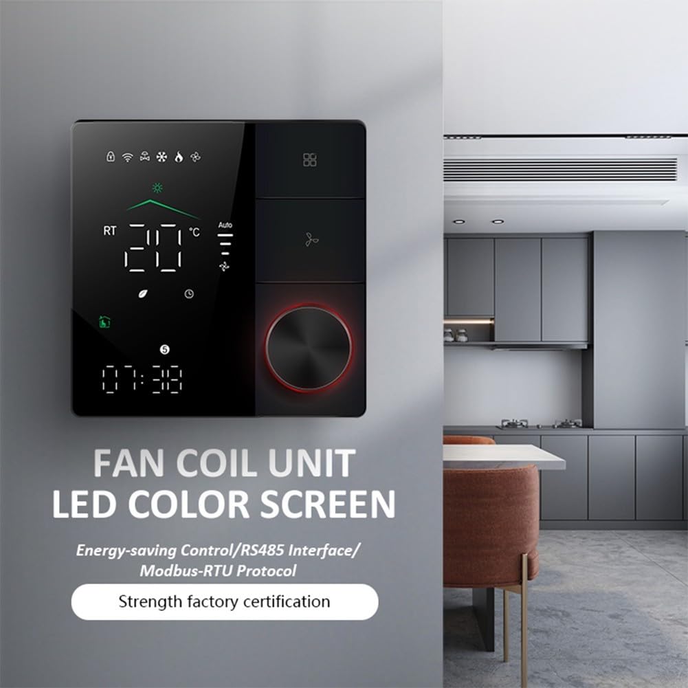 Termostato programable inteligente para aire acondicionado 1r, precisión de ± 1 °C, horario de 5+1+1 días, panel acrílico sin marco, se adapta a cajas de 86 mm y 60 mm, negro (blanco)