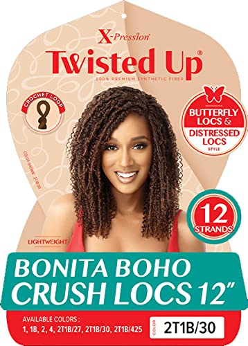 Outre Braids X-Pression Twisted Up Butterfly Locs Distressed Locs BONITA BOHO CRUSH LOCS 12'' (3-PACK, 1)