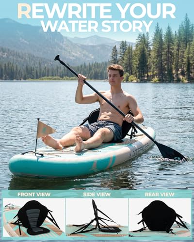 Image of 10'6''x33''Inflatable Stand Up Paddle Board, 400lbs Extra Wide Stand Up Paddleboard with Kayak Seat, Anti-Slip EVA Deck Premium SUP Accessories Kit, Non-Slip Stable Deck Boat