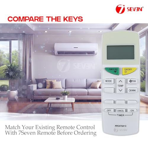 Image of 7SEVEN Compatible with Daikin AC Remote Control ARC470A13 Model 132K Suitable for Split and Window 1 1.5 2 Ton Air Conditioner Remote - Match Each Key by Key Exactly with existing AC Remote Function