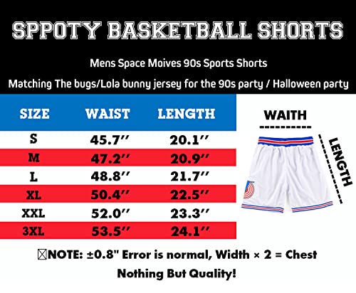 Men's Basketball Shorts 90S Hip Hop Space Movie Basketball Shorts Black/White (As1, Alpha, L, Regular, Regular, White, Large) #TOP5