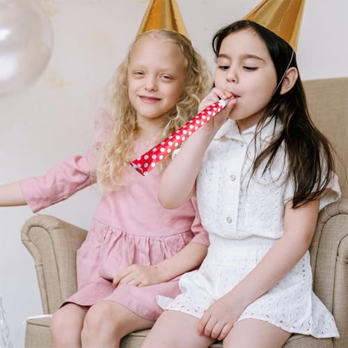 Image of Party Propz Colorful Polka Dot Blowouts - 10 Pcs Kids Party Supplies | Hooter | Noise Blower | Whistle Blowers | Whistles Toy | Whistle Toys For Kids | Party Noisemaker Blowouts (Paper)