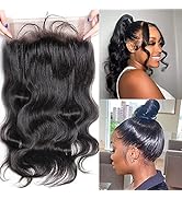 GYAJEP 360 Lace Frontal Closure 14 Inch Body Wave Human Hair 360 HD Transparent Full Lace Frontal...