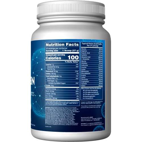 MRM Nutrition Whey Protein | Chocolate Flavored |18g Protein | with 2 Billion probiotics + Digestive enzymes + BCAAs | High Absorption + Digestion | Hormone + antibiotic Free | 33 Servings - Thumbnail 2