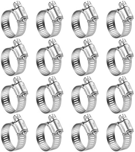 WINL Stainless Steel Hose Clamps - 16 Pack Worm Gear Drive Hose Clamps SAE 16 Clamping Range 3/4 Inch to 1-1/2 Inch (19mm-38mm) for Automotive Plumbing, 3/4'', 1'', 1 1/4'' Hose Clamps