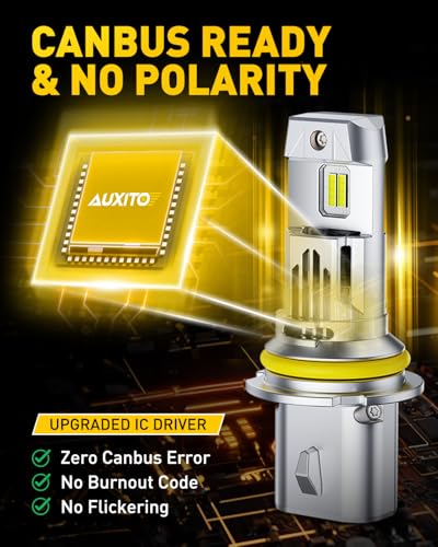 Image of AUXITO Halogen Replacement for 9007 /HB5 Bulbs, 33,000LM 900% Brightness 6500K Cool White, Canbus Ready, Wireless Plug and Play Fog Light Daytime Running Lights, Pack of 2