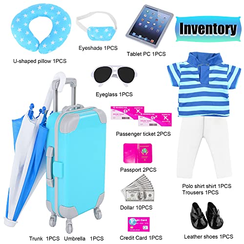18 Inch Doll Clothes And Accessories Boy Doll Travel Suitcase Set For 18 Inch Boy Dolls #TOP1