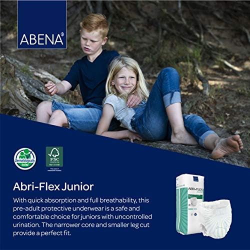 Abena Abri-Flex XS2 Junior Nappies, Eco-Friendly Nappy Pants, Enhanced Leakage Protection, Secure & Comfortable Nappy Pants, Fast Absorption, Fully Breathable - Size 7, Age 5-15, 55-80cm Waist, 14PK