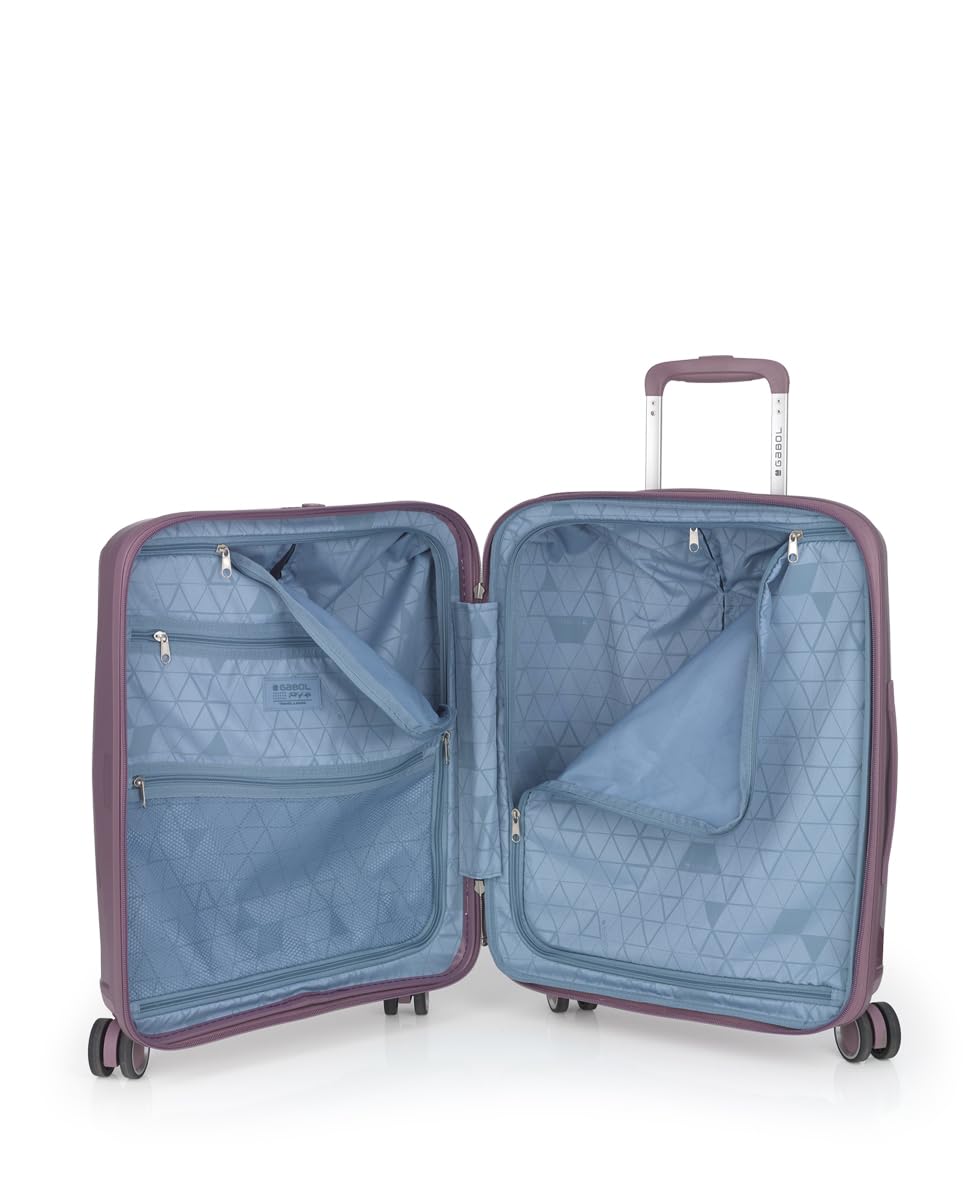 Gabol - Maleta de Cabina Rígida Expandible Queens 54x40x22/25 cm - Equipaje de Mano Ligero 2,8kg con Capacidad hasta 47,9L - 4 Ruedas Dobles 360° y Cerradura TSA - Diseño Español - Lila