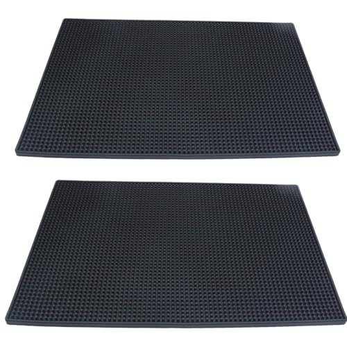 Zentriqlla 2 Pack Black Bar Mat, 18' x 12' Rubber Bar Mat, Service Spill Mat for Restaurants, Coffee...