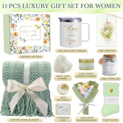Mother's Day Gift Baskets for Women, 11 PCS Unique Birthday Gifts for Women, Self Care Gift Baskets, Thank You, Sympathy Inspirational Friendship Gifts for Mom, Grandma, Wife, Sister, Friends — view 2