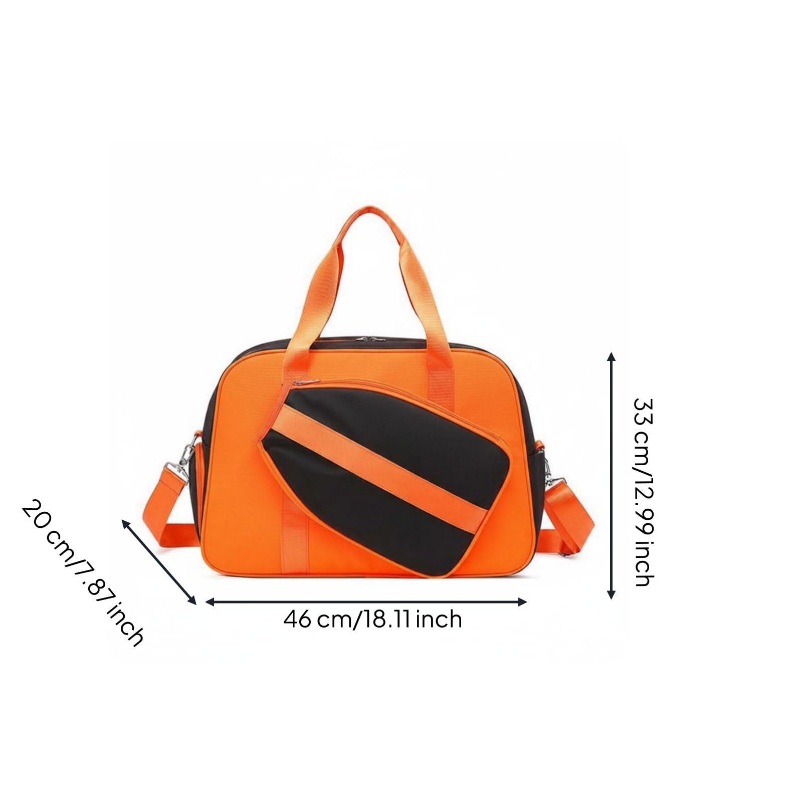 Borsa a Tracolla Borsa Racket Borsa Sportiva Borsa Duffel per Attrezzatura con Forma Rettangolare E Angoli Arrotondati in Tessuto Spalmato, Arancione, Arancione, 46 20 33