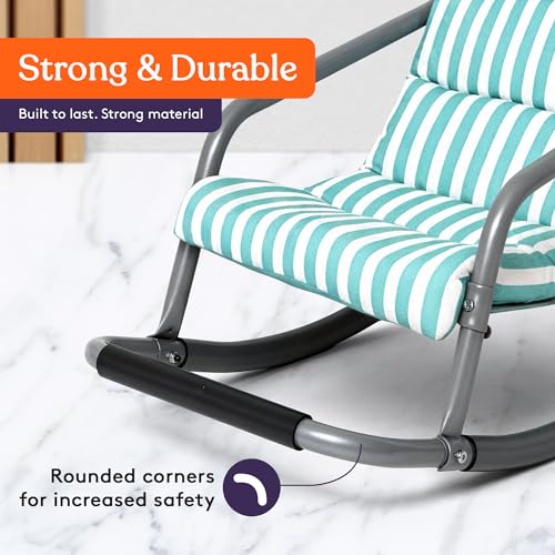 سبيشيال سابلايز كرسي هزاز حسي للاطفال - كرسي هزاز مريح للاطفال - كرسي ارضي متعدد الاستخدامات مع قماش ناعم وثبات لغرفة اللعب او غرفة النوم او الحضانة (للاعمار من 3 سنوات فما فوق) - ازرق مخضر مخطط