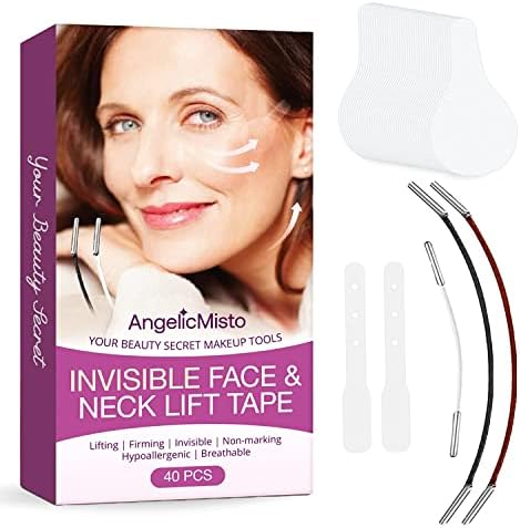 Face Lift Tape, Premium Face Tape, Face Tape Lifting Invisible, Instant Face Lift, Face Lift Tape Invisible with Bands, Neck Lift Tape, Lift Sagging Skin and Smooth Out Wrinkles (40 PCs)